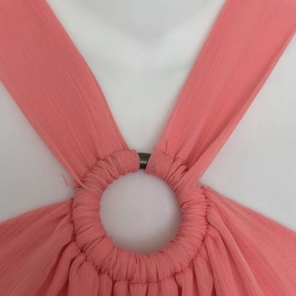 Cache Woman Top Blouse Sz M Halter Neck Salmon Pin - Picture 3 of 5